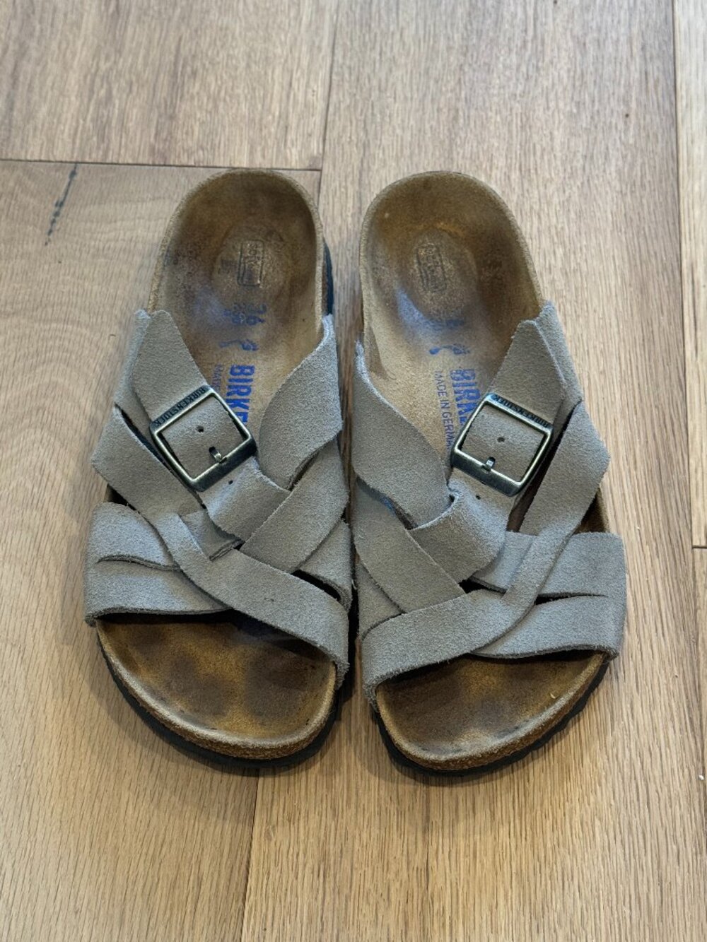 Birkenstock Lugano Gray Suede Sandals EU 36